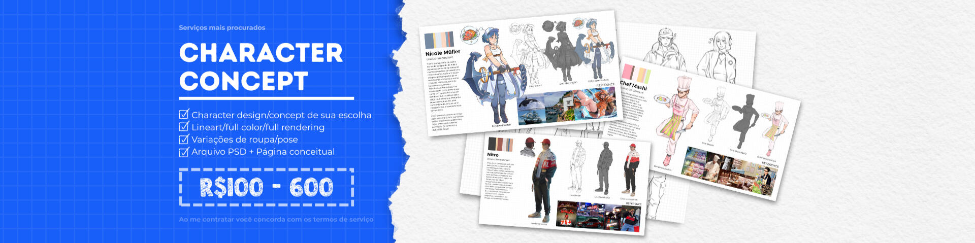 Serviço: Character Concept — R$100 a 600